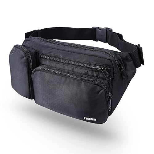 PACEARM Mens Fanny Pack, Large Waist Bag for Women, Water