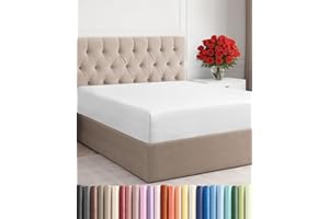 Queen Size Fitted Bed Sheet - Hotel Luxury Single Fitted Sheet Only - Fits Mattress Up to 16 - Extra Soft, Wrinkle Free, Brea