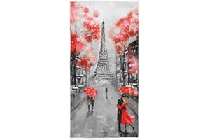 Naanle Stylish Romantic Paris Streetscape Eiffel Tower Soft Highly Absorbent Guest Large Home Decorative Hand Towels Multipurpose for Bathroom, Hotel, Gym and Spa (16 x 30 Inches)