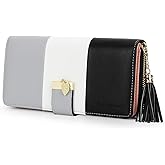 RFID Wallets for Women with Multiple Card Slots and Cellphone Compartment, womens wallet (black/white/grey))