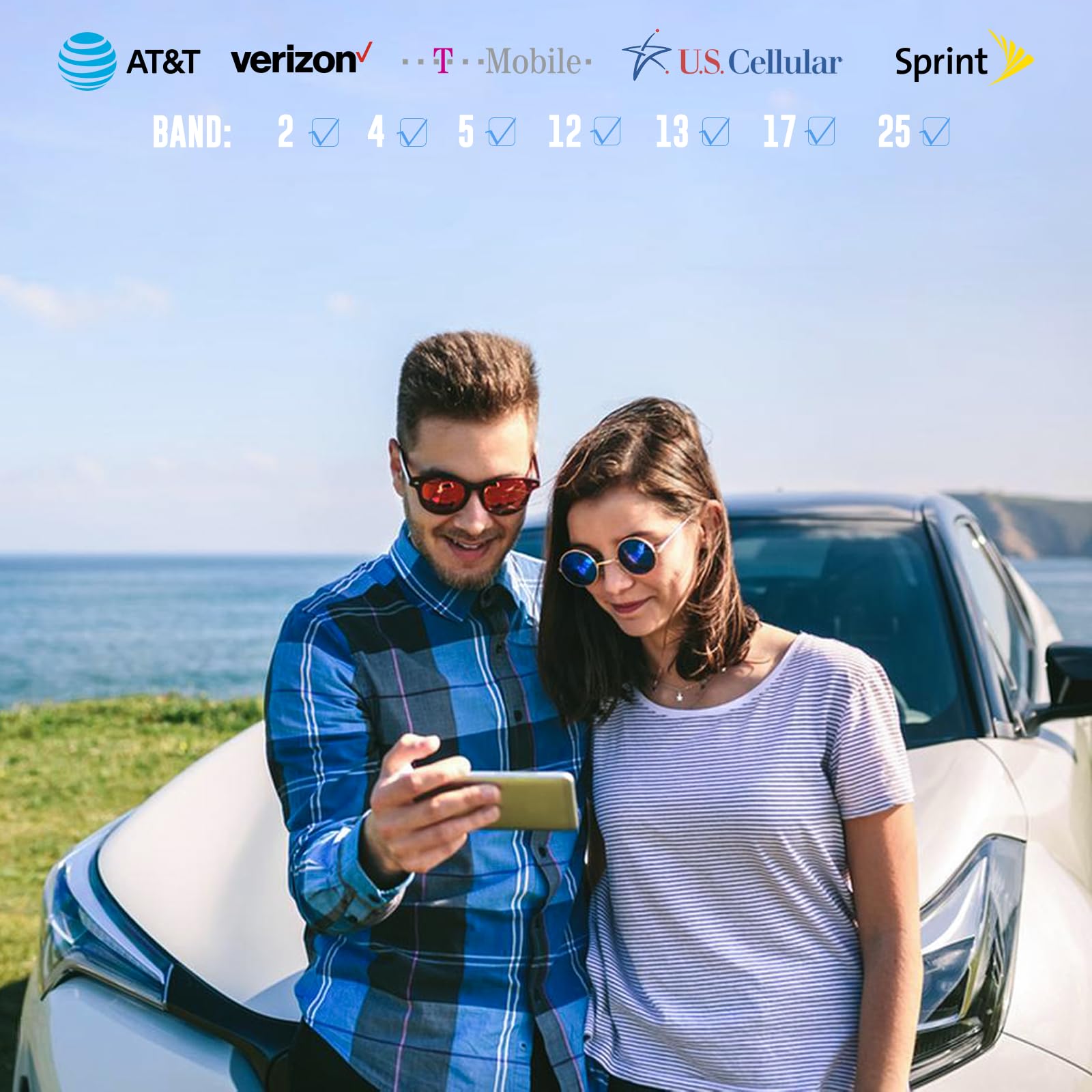 HiBoost Vehicle Cell Phone Signal Booster| 5G 4G LTE | Boosts for All U.S. Carriers Verizon AT&T T-Mobile US Cellular | Magnetic Roof Antenna | Signal Booster for Car SUV Van Pickup FCC Approved