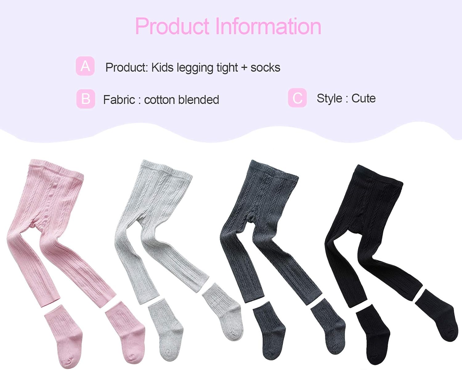 BOOPH 4 Pairs Girls Leggings Pants Sock Set Footless Knits Tights Stockings: Clothing