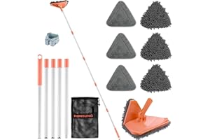 RONSUNG Wall Cleaner Triangle Mop with 82'' Long Handle - Wall Scrubber, Cleaning Washer Tool with 6 Microfiber Chenille Duster Pads for Clean Walls, Ceiling, Windows, Floors, Baseboards
