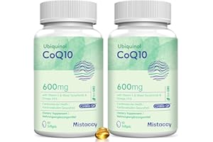 MISTACCY CoQ10 600mg Softgels | High Absorption CoQ10 Ubiquinol Supplement | Reduced Form Enhanced with Vitamin E & Omega 3 6 9 | Antioxidant Powerhouse Good for Health | 120 Softgels
