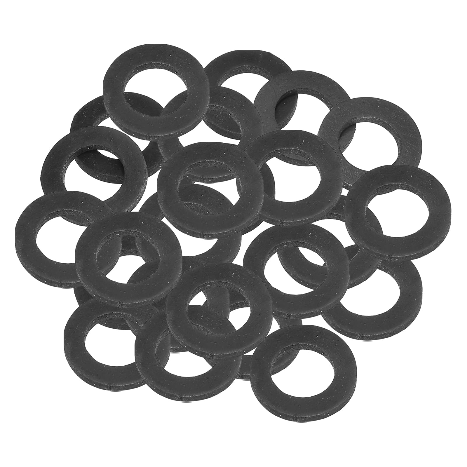 PATIKIL M16 Rubber Flat Washer, 24 Pack 16mm ID 27mm OD 3mm Thick Sealing Spacer Gasket Ring for Faucet Pipe Water Hose Fastener Bolt, Black