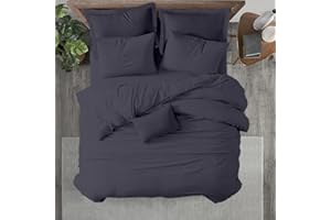 Kotton Culture 1 Pc Queen Size Duvet Cover Only 100% Egyptian Cotton - Luxury 1000 TC Hotel Quality, Soft, Breathable, Comforter Cover with Zipper Closure & Corner Ties (Dark Grey,Queen 90"x 90")