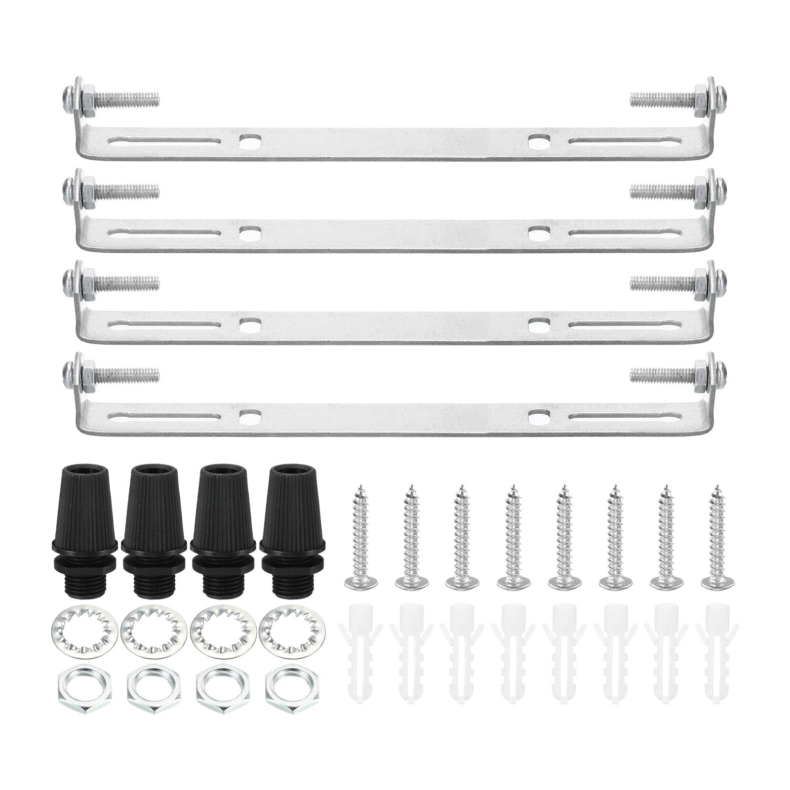 PATIKIL 195mm Ceiling Light Plate Kit, 4 Set Light Fixture Mounting Bracket Plate Steel Crossbar for Home Office Pendant Wall Light, with Screw Washer Nut Kit