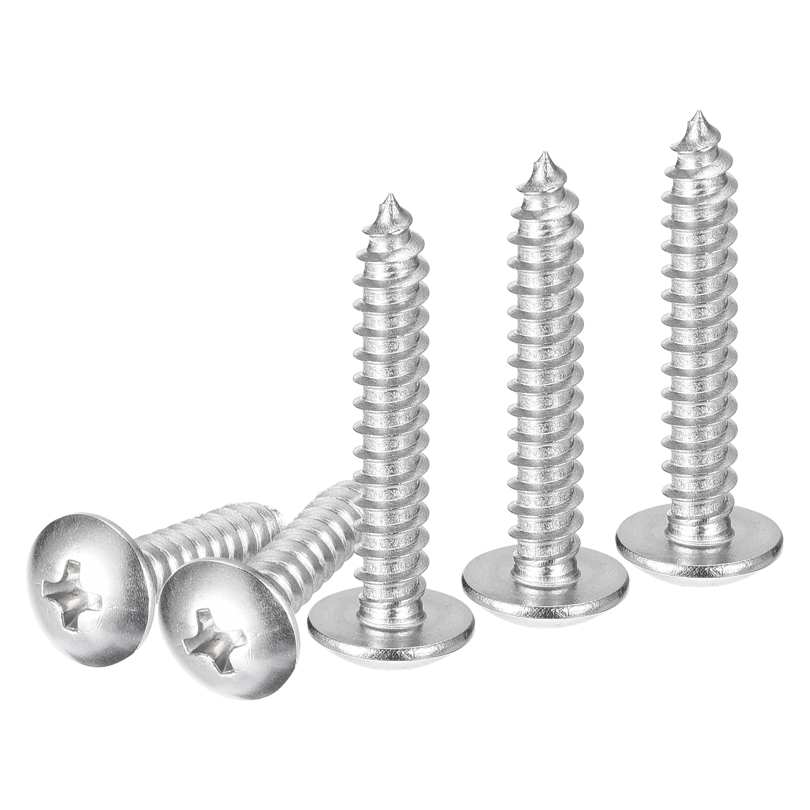 DTGN #8x1 Sheet Metal Screws - 50 Pack - for Wood, Furniture - 304 Stainless Steel Phillips Truss Head Self Tapping Tip Wood Screws - Silver — image 1