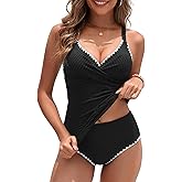 Daci Women's Tankini Swimsuits - Tummy Control Bathing Suits Two Piece Ribbed Twist 2025 Swimwear with High Waisted Bottom