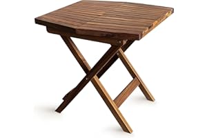 Melino Wooden Folding Table, Acacia Wooden Small Table for Indoor and Outdoor uses, Weather Resistant and Fully Assembled
