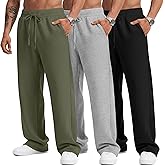 Velvelhall 3 Pack Men's Big and Tall Sweatpants Athletic Open Bottom Drawstring Lounge Pants Plus Size Joggers with Pockets