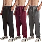 ZH 3 Pack Men's Sweatpants Open Bottom Joggers Lightweight Quick Dry Athletic Pants with Pockets for Workout & Lounge