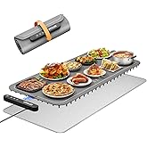 Vitaler Warming Mat for Food, (XXL 35”x16”) Electric Warming Trays, Upgrade Graphene Fast Full-Surface Heating Mat for Food with 6 Level Temp, 6 Hours Timer, Food Warmer Pad with Heat-Insulating Mat