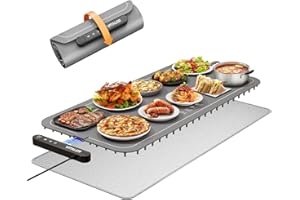 Vitaler Warming Mat for Food, (XXL 35”x16”) Electric Warming Trays, Upgrade Graphene Fast Full-Surface Heating Mat for Food with 6 Level Temp, 6 Hours Timer, Food Warmer Pad with Heat-Insulating Mat