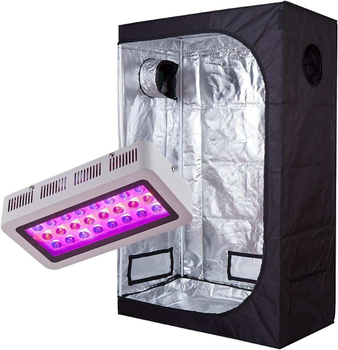 Prime Garden LED 300W Full Spectrum Grow Light + 36''X20''X63'' High Reflective