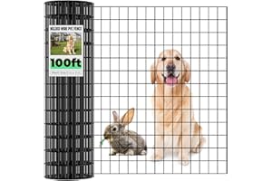 JOTESNEW Welded Wire Fencing 36 Inch x 100 Foot, 2 Inch x 3 Inch 16GA Black Hardware Cloth PVC Coated Garden Border Fencing Roll Vinyl Coating Metal Wire Mesh for Yard Vegetable Goat Protection Poultry Netting