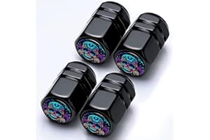 LMZLJZ Skull Tire Valve Stem Caps Skull Car Accessories 4Pack Tire Air Cap Aluminum Alloy with Plastic Liner Corrosion Resistant Leak-Proof for Car SUV Bike Motorcycle Valve Decor Gifts