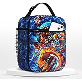 American Football Lunch Box For Boys Girls Insulated Lightning Fire Rugby Sports Kids School Lunch Bag Reusable Portable Cool Ball Theme Cooler Lunchbox With Adjustable Shoulder Strap For Picnic