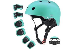 TCCVANAS Kids Bike Helmet Set, CPSC Certified with Knee Pads Elbow Pads Wrist Guards,Adjustable Helmet for Ages 3-5-8-15 Toddler Kids&Youth,Bicycle Skateboarding…