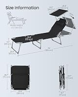SONGMICS Sun Lounger with Headrest and Parasol Black GCB192B01 view 7