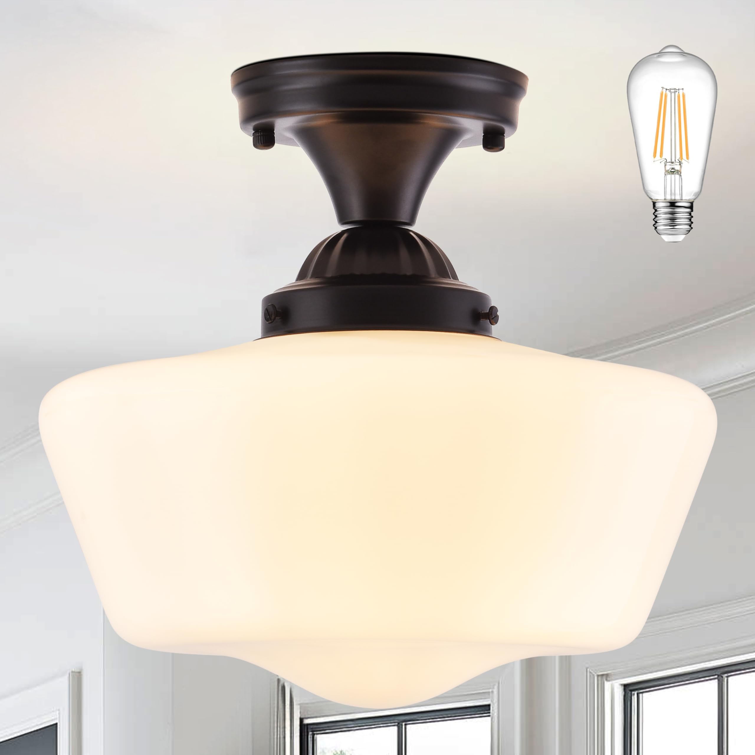 Modern Gold Schoolhouse Light Fixture,Schoolhouse Semi Flush Mount