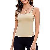 Totatuit Women Tank Top with Adjustable Spaghetti Straps Slim Fitted Scoop Neck Camisole Tops Cute Summer Cropped Cami Top