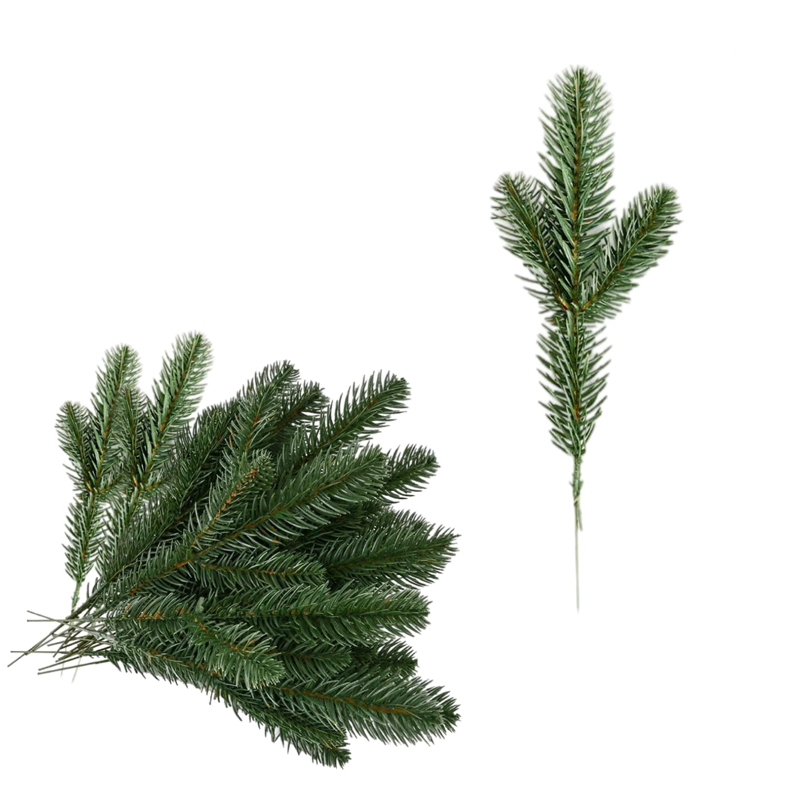 Mienocol Artificial Pine Branches with 10 Pcs Green Leaves and Needles, Plastic Pine Leaves for Home, Garden and Christmas Decoration DIY Craft Wreath