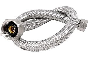 EvertechPRO Toilet Water Supply Line - F 3/8 C x F 7/8 Brass Nut, Faucet Supply Lines with 16 inch Length, Stainless Steel Braided, Flexible Toilet Water Line, Universal Fit, Leak-Proof