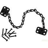 12 Inch Matte Black Transom Door Chain, Security Door Chain Stopper for Transom Windows &amp; Cabinet Doors, Heavy Duty Furniture Lid Support Hardware