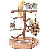 LIMIO Natural Grape Wood Bird Parakeet Playground - Perch Stand for Parakeets, Cockatiels, and Small Birds Toys