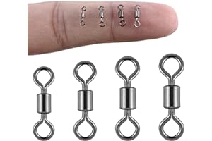 Alwonder 100-Pack Micro Swivels for Fly Fishing, Small Rolling Barrel Swivels Fly Fishing Tackles, High Strength Barrel Swivel Hook line Connector with Black Nickel Coating