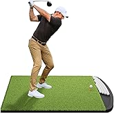 Integrated Golf Hitting Mat with Curved Ball Tray 5x4ft 6x4ft 26mm 31mm Thickening Golf Practice Mats Indoor & Outdoor, Durable Golf Turf Matt with 3 Tees for Hitting Chipping Striking, Swinging