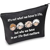JXGZSO Golden Friends Makeup Travel Bag Friendship Birthday Gift It's Not What We Have In Life But Who We Have In Our Life That Matters (Golden friendship Black)