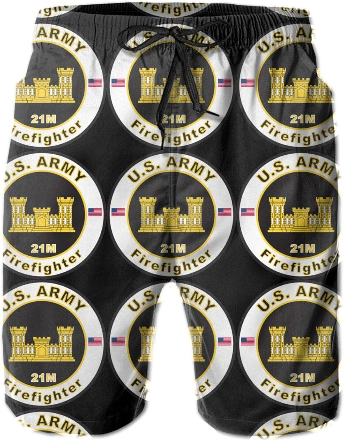 Us Army Mos 21m Firefighter Men Short Pants Beach Pants Sports Shorts 