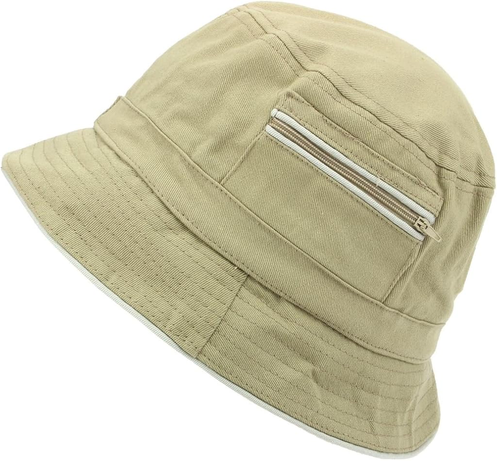 Hawkins Bucket Hat with Contrast Trim and Zip Pockets Amazon.co.uk