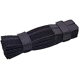 Electomania® Nylon Straps Cable Tie Wire Rope Hook and Loop Organiser 80pcs Black