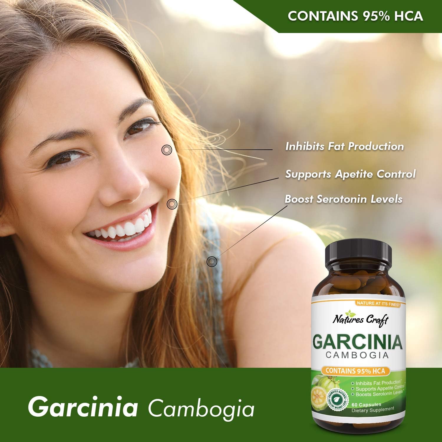 Garcinia Cambogia with 95% HCA Weight Loss Supplement - Best Fast Acting Fat Burner and Natural Carb Blocker Diet Pills - Pure Garcinia Extract Appetite Suppressant for Men & Women: Health & Personal Care