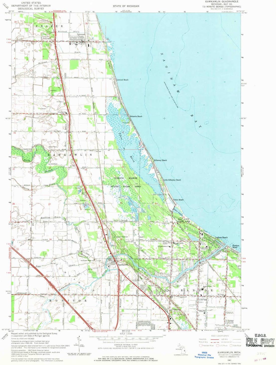 YellowMaps Kawkawlin MI topo map, 124000 Scale, 7.5 X 7.5