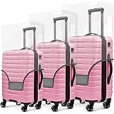 JZRTravel 3-Piece Luggage Covers for Suitcase 0.4MM Thick Clear PVC Waterproof Case Protectors TSA Approved, Fits 20 24 28 inch Wheeled Suitcase.