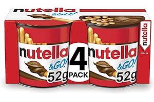 NUTELLA & GO! Hazelnut And Cocoa Spread With Breadsticks; Snack Packs; Perfect Bulk Snacks for Kids; 52 Grams; Pack of 4