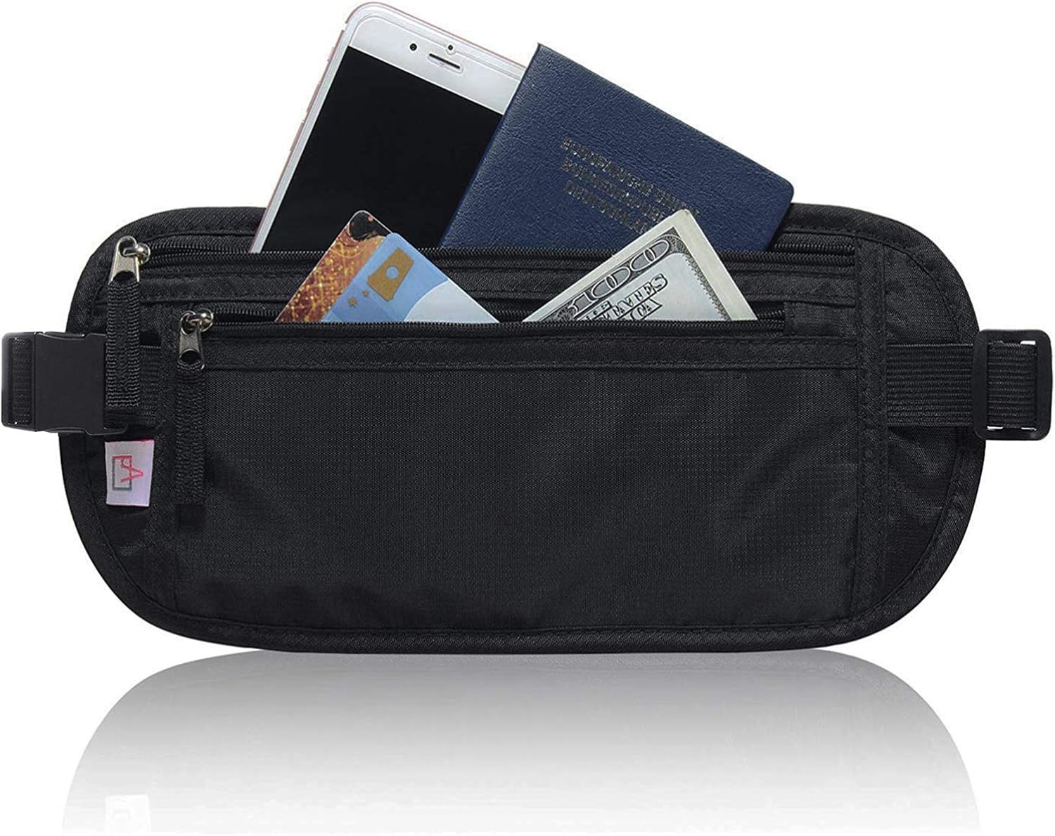  | RFID Blocking Travel Wallet - Money Belt & Passport Holder, Waist Pack for Women Men - Black | Travel Wallets