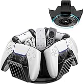 KDD Controller Organizer for Desktop - 360°Rotatable Controller Holder with Storage Box - Universal Stand for 4 Controllers, Desk Organizer for Switch Remote Control Pen Gamer Accessories