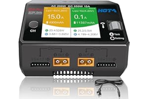 LFISPRITY HOTA D6 Pro Lipo Battery Charger Smart Charger Dual Channel 15A AC200W DC650W for Lipo LiHv Nicd NiMH RC Battery Charger with Balance Phone Wireless Charging RC Car RC Boat FPV Race Drone Parts