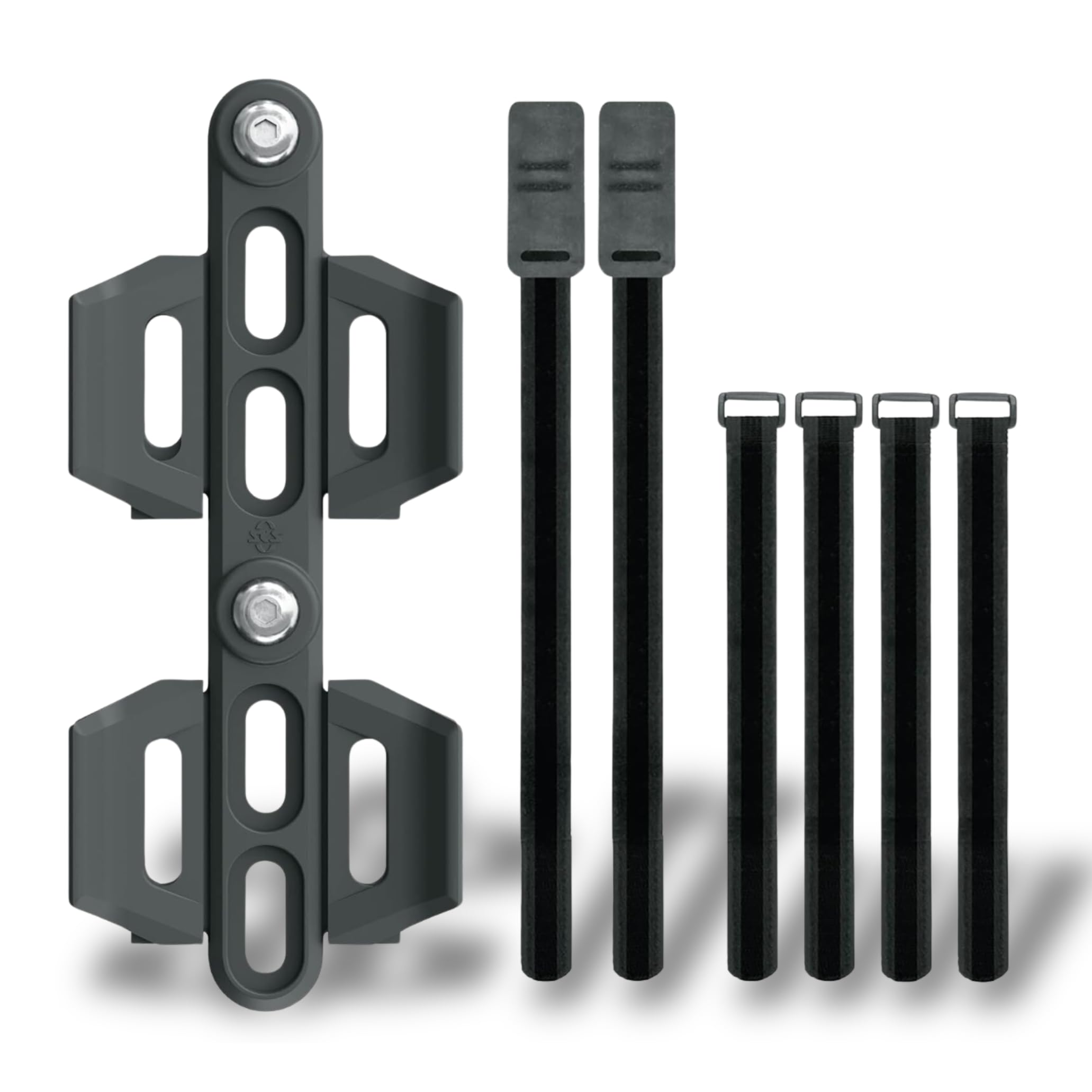 SKS GERMANY CAGE SHIFTER+ adapter for bottle cage (for moving the bottle cage, made of polycarbonate/TPO, flexible fastening system thanks to side mounts, rubberised straps, 34g), Black