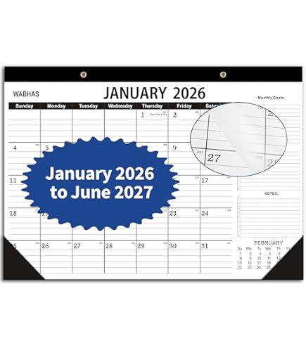 Nekmit Large Desk Calendar 2024-2025 With Desk Protecting Pad, Runs