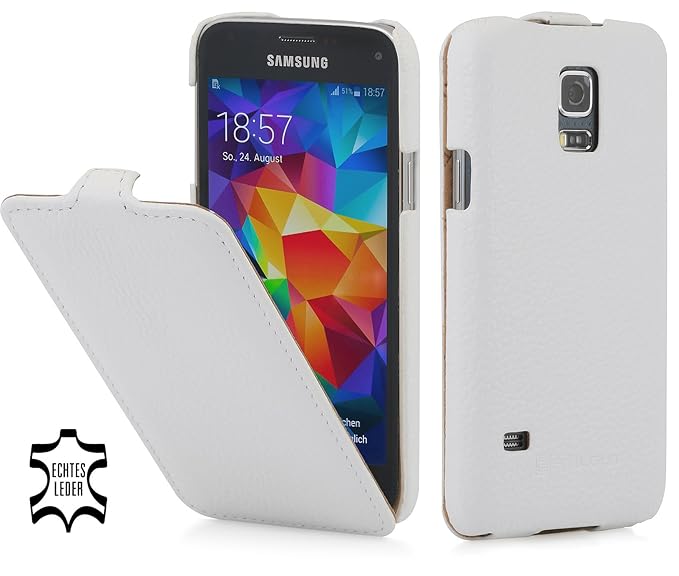 StilGut UltraSlim Case, Tasche aus Leder für Samsung Galaxy S5 Mini, weiß