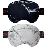 Wanty 2 Pack Lycra Microfiber Ski Snowboard Goggle Cover Sleeve Protectors for Lens Protection Travel Storage, Black+White