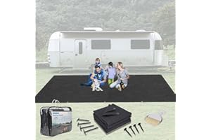 FoundGo Awning Carpet HDPE Camping Outdoor Rug with Eyelets,Carry Bag,Nails,Broom,for RV,Patio,Backyard,Picnic,Beach,Trailer 2 * 3m（6.56'*9.84'）