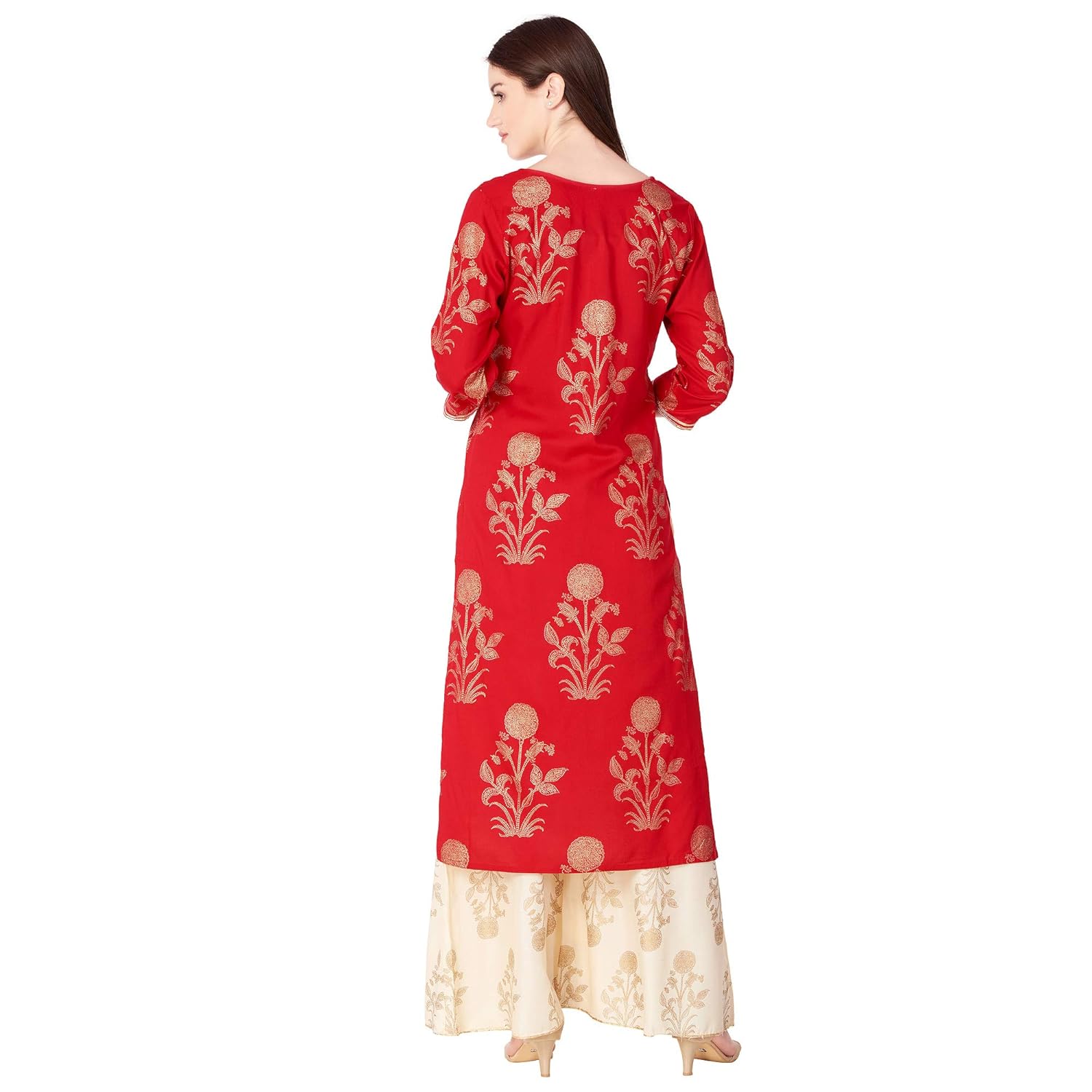 ortange women's rayon printed kurta palazzo set with premuim fabric