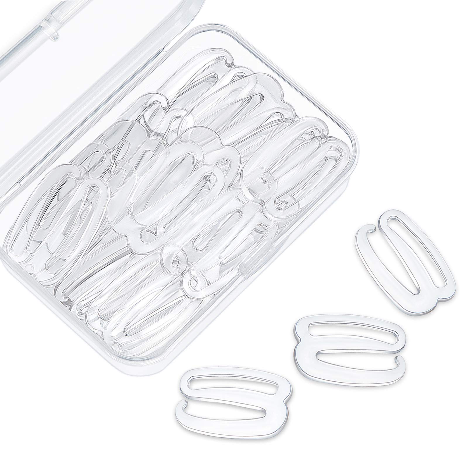 Photo 1 of 40 Pieces Swimsuit Bra Hooks Bra Slide Hook Strap Replacement for Swimsuit Tops and Lingerie, Inner Diameter 1 Inch(Clear)